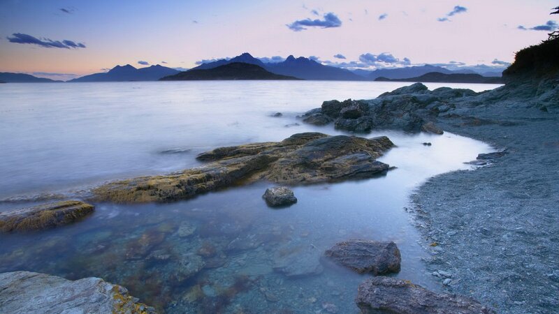 coastal rocks at dusk