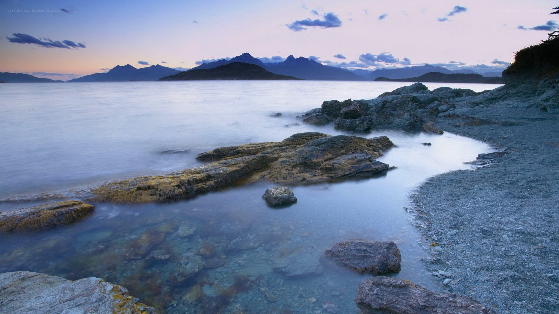 coastal rocks at dusk