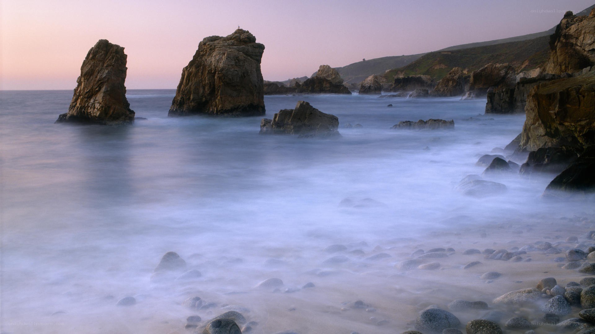 coastal rocks at dusk