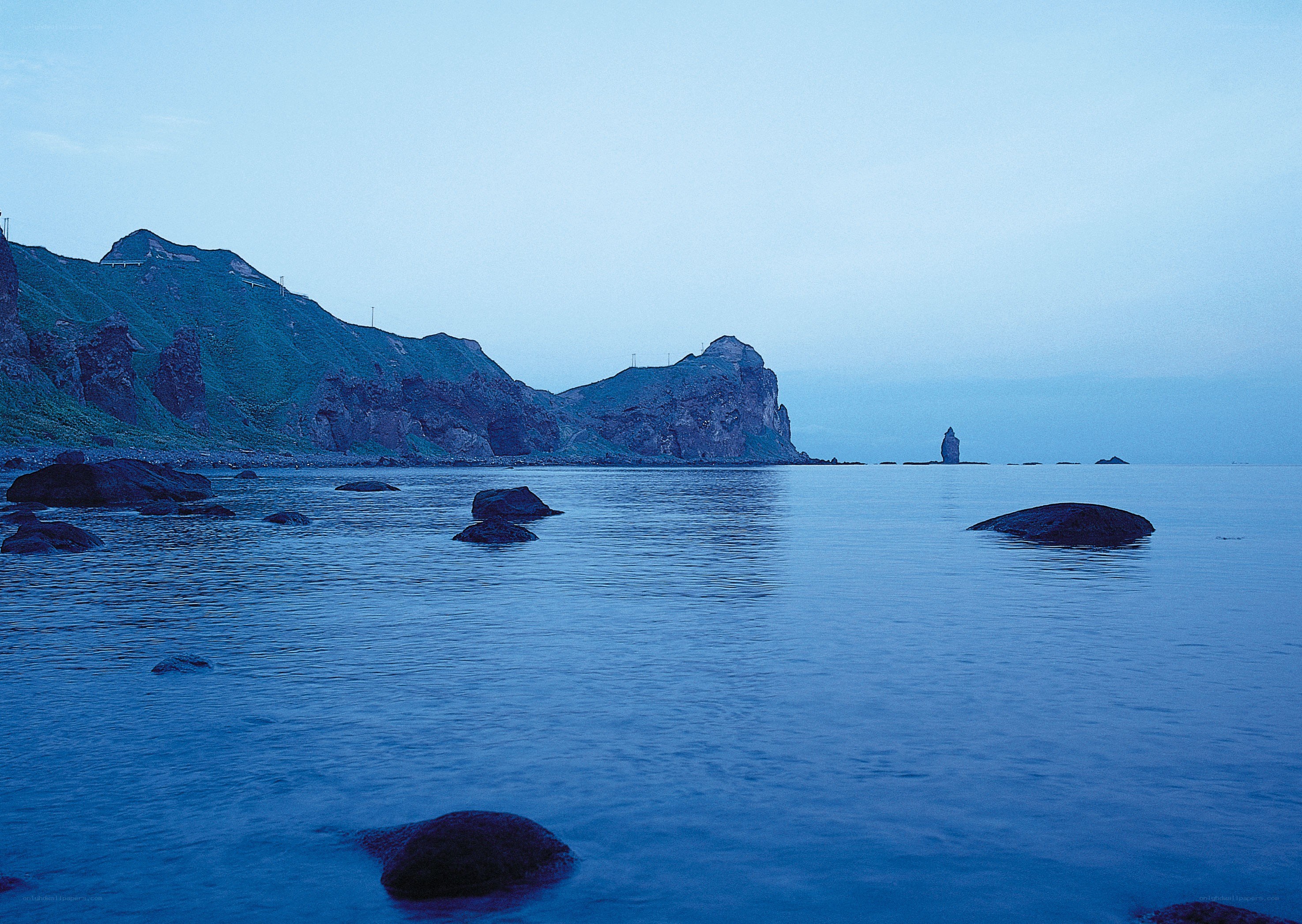 coastal rocks at dusk