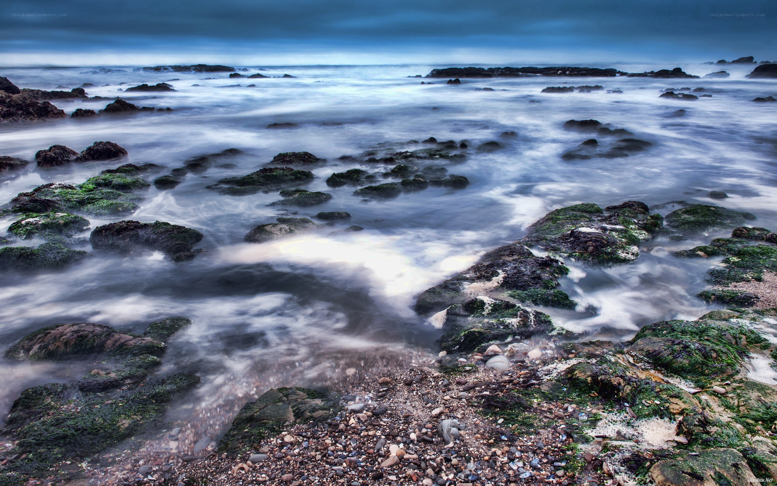 coastal rocks at dusk