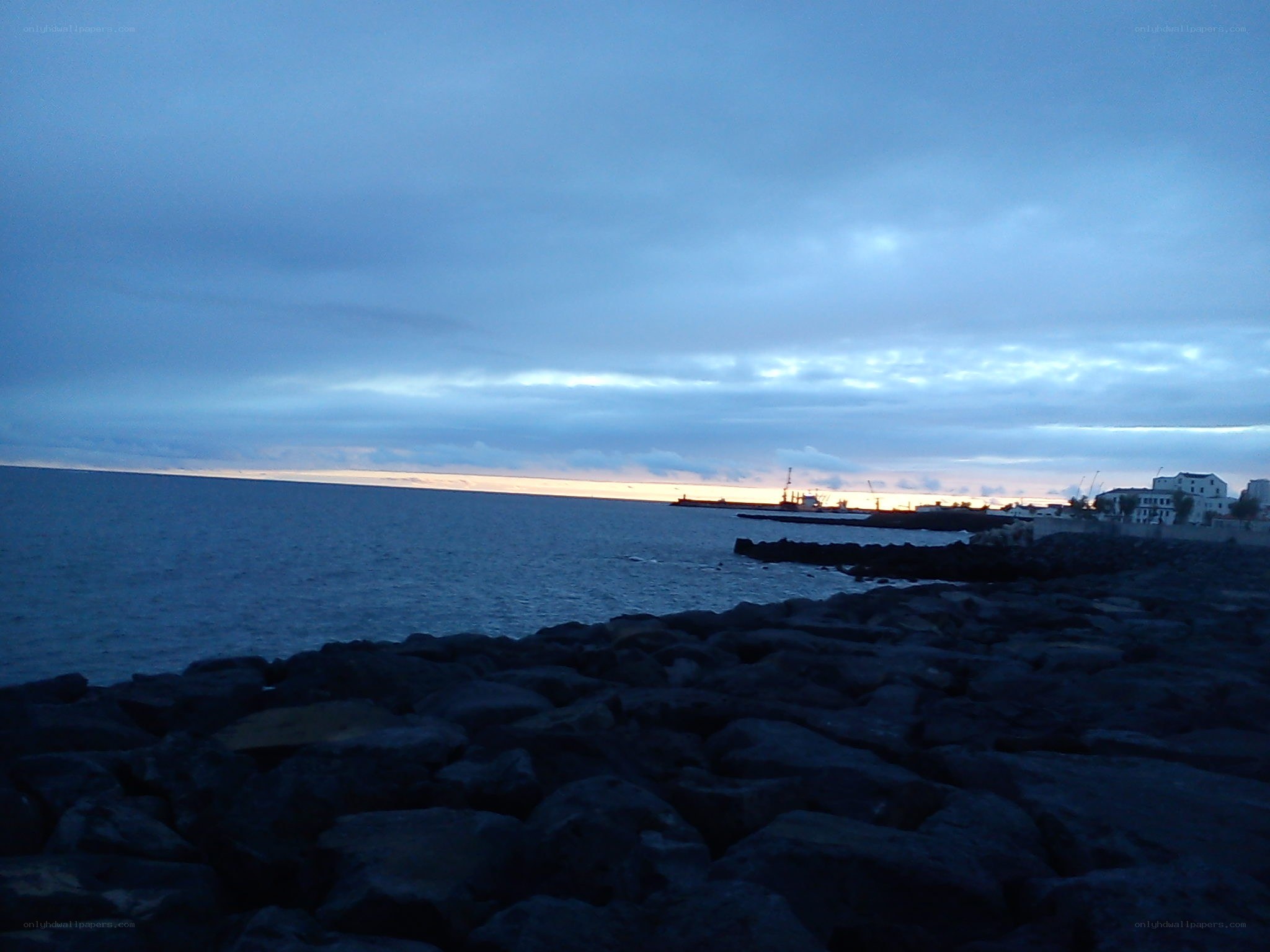 coastal rocks at dusk