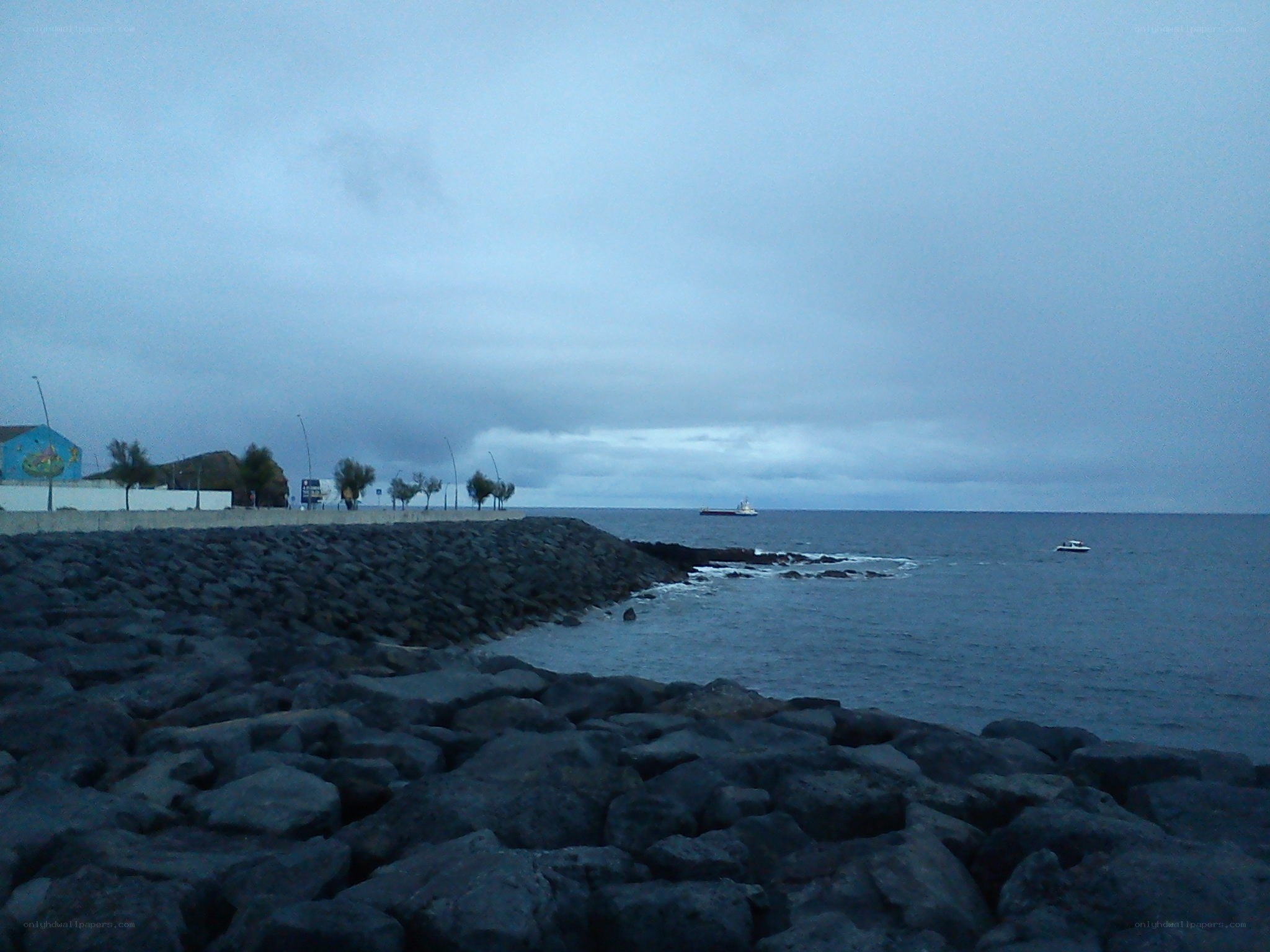 coastal rocks at dusk