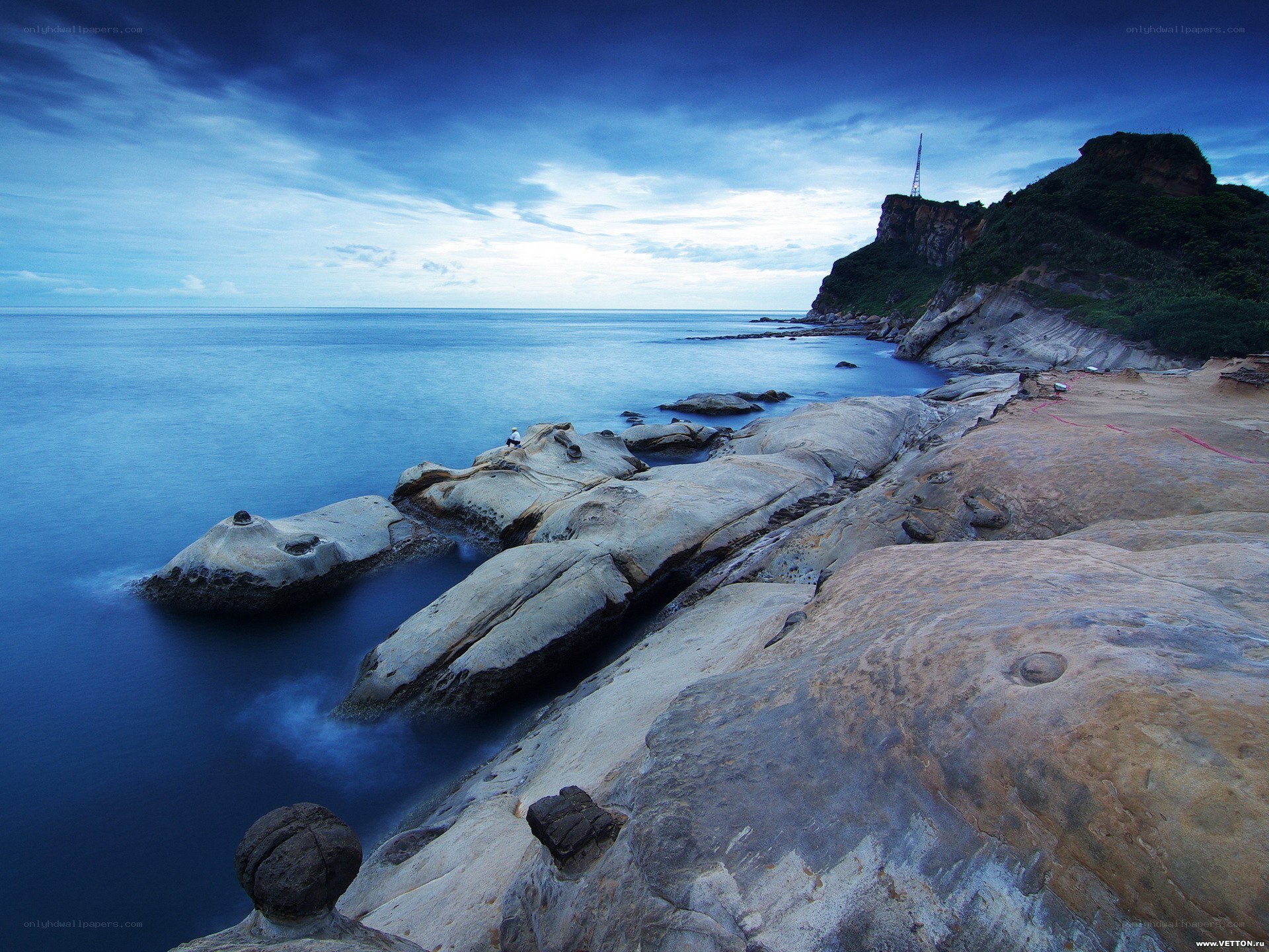 coastal rocks at dusk