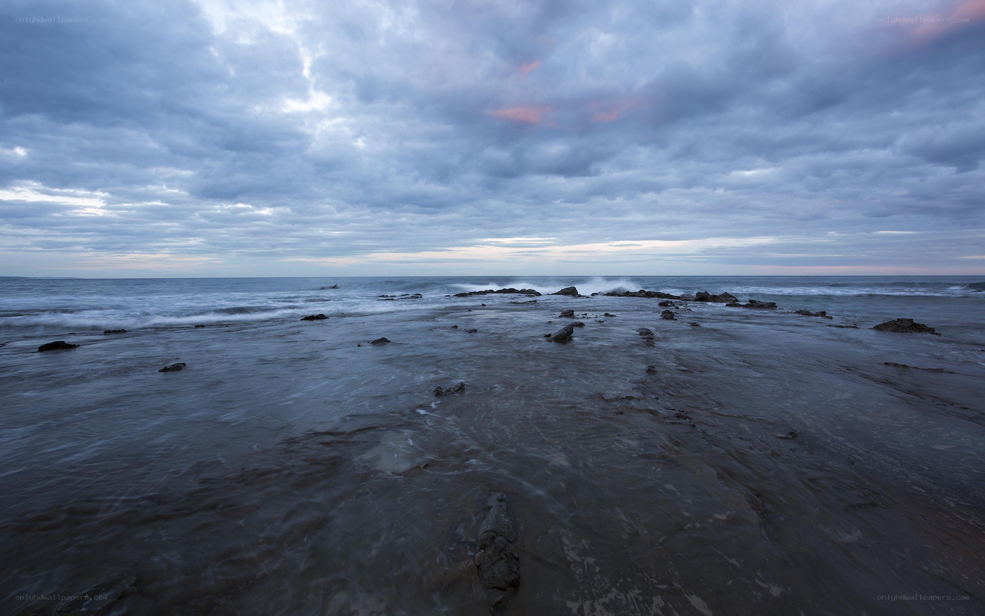 coastal rocks at dusk