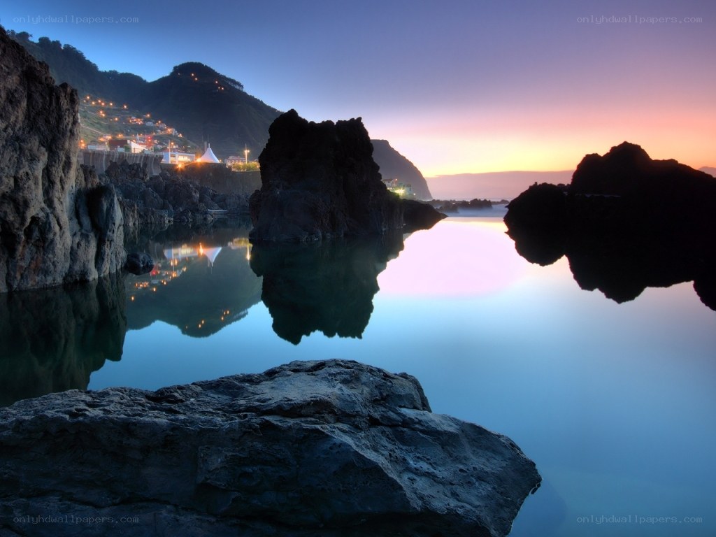 coastal rocks at dusk