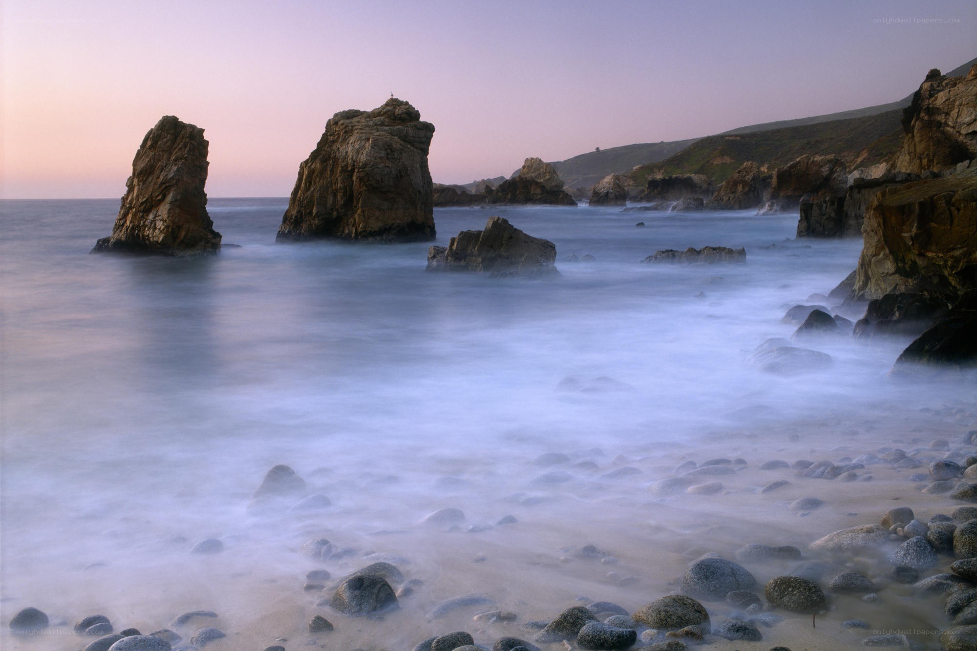 coastal rocks at dusk