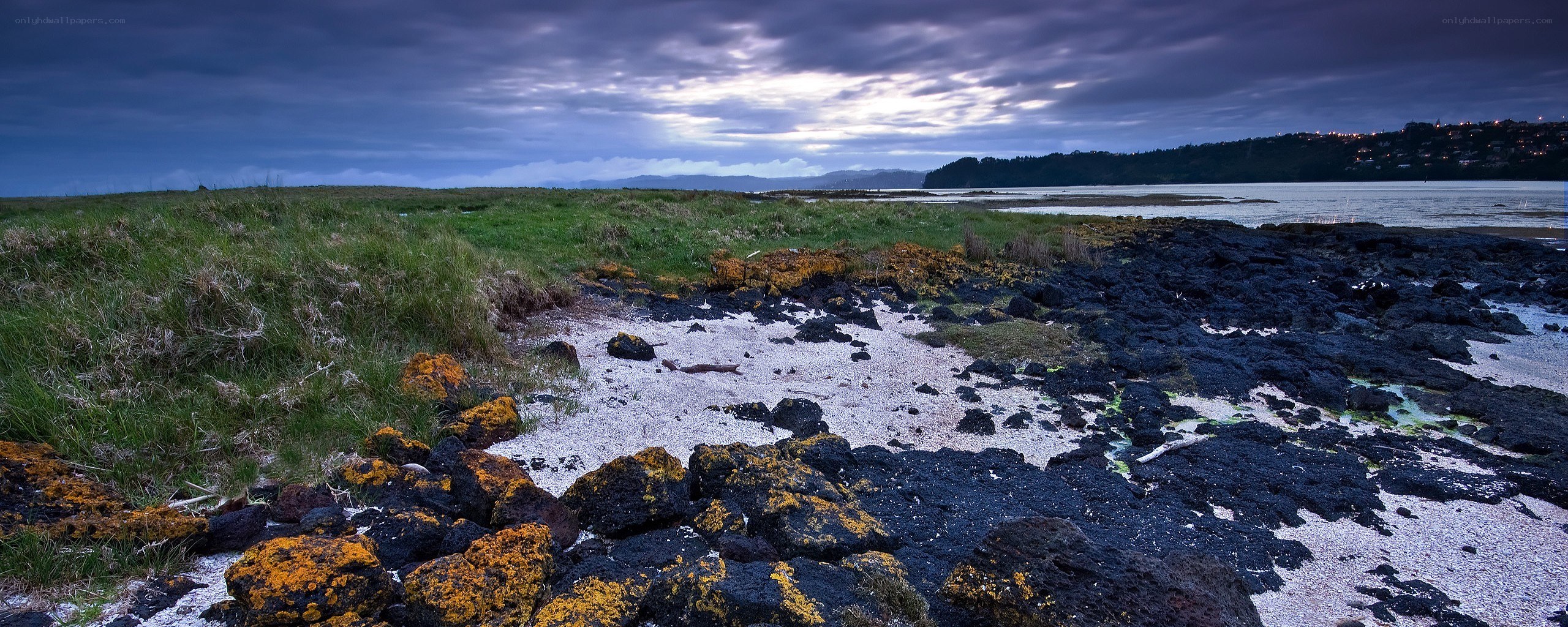 coastal rocks at dusk