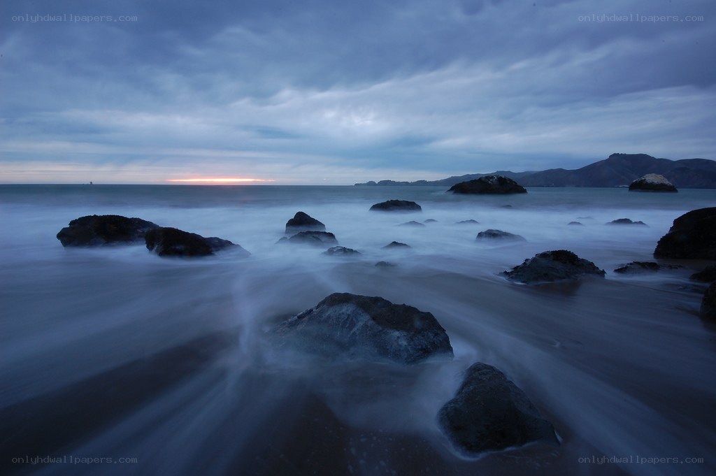 coastal rocks at dusk