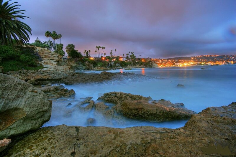 Coastal Rocks at Dusk — Blue, Serene, Night