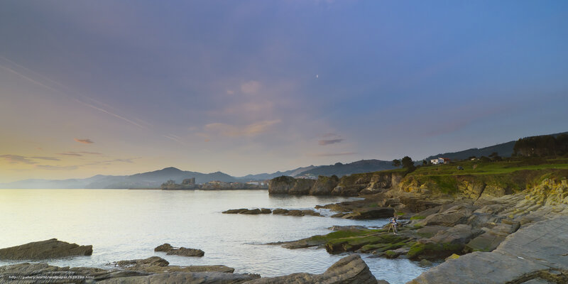 Coastal Rocks at Dusk — Blue, Serene, Sunset, Photograph, Sea