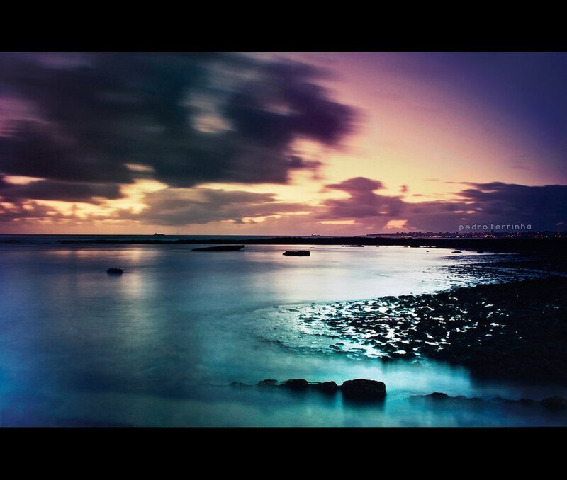 Coastal Rocks at Dusk — Purple, Dramatic
