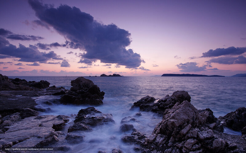 Coastal Rocks at Dusk — Purple, Serene