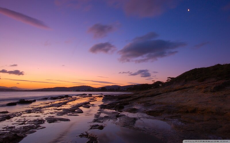 Coastal Rocks at Dusk — Purple