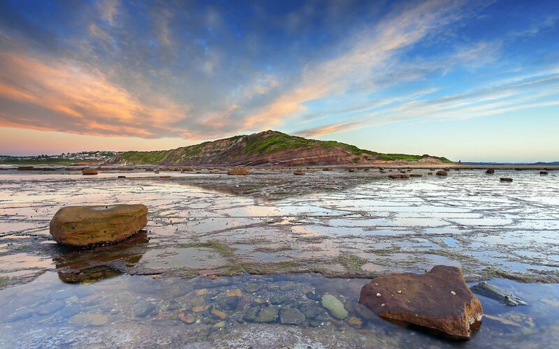 Coastal rocks at low tide