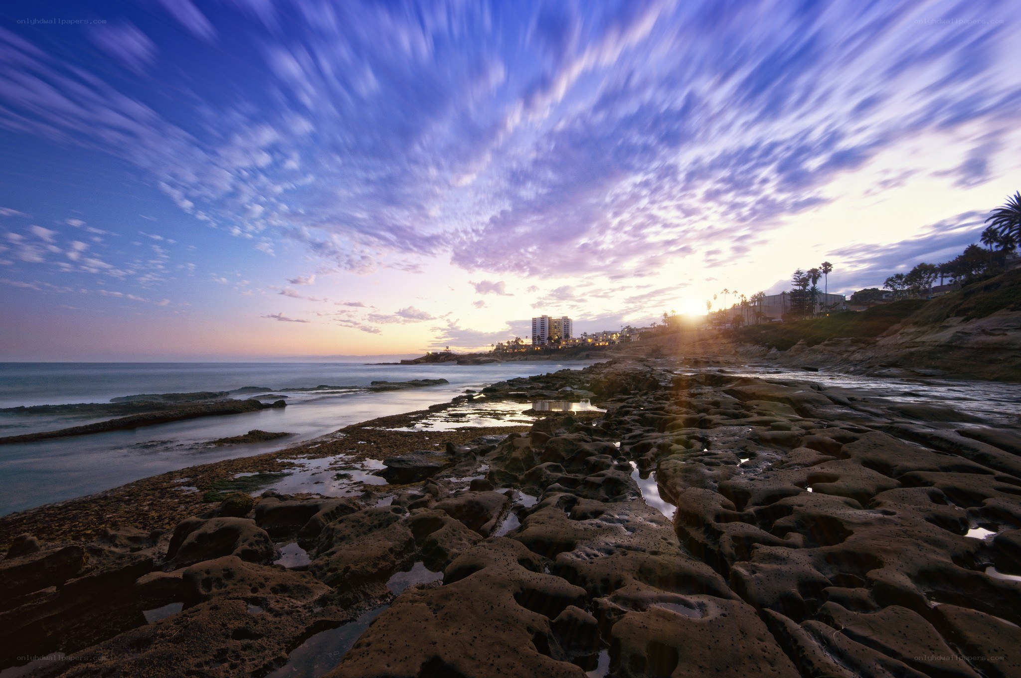 coastal rocks at sunset