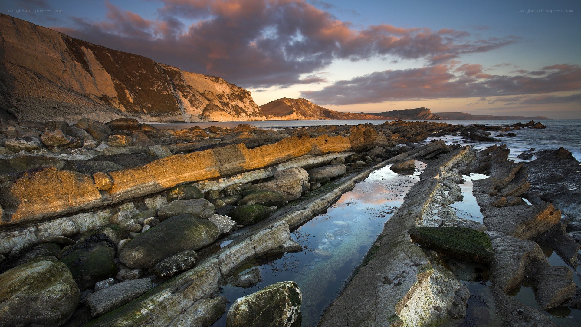 coastal rocks at sunset
