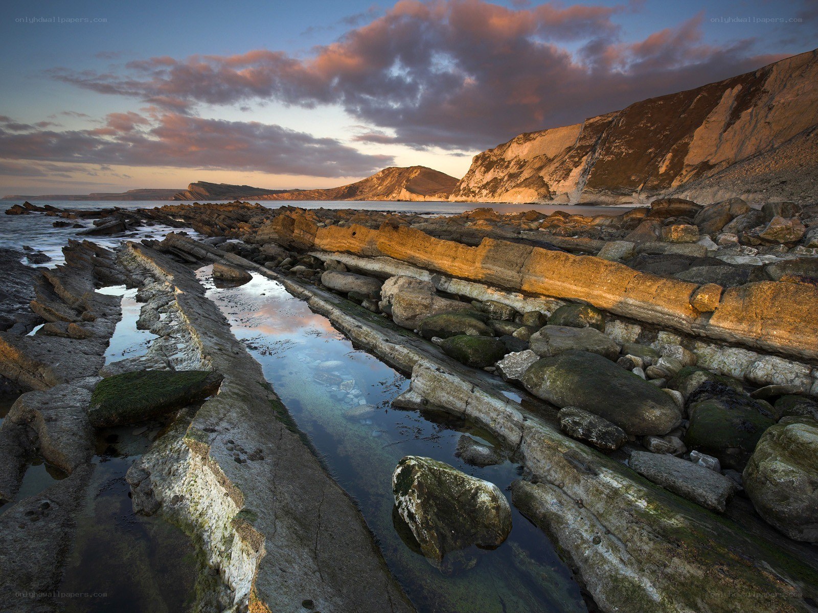 coastal rocks at sunset