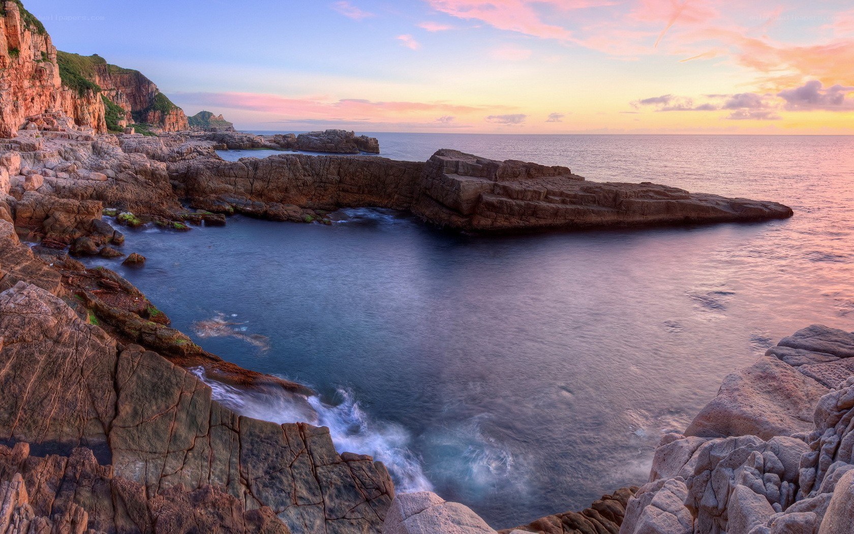 coastal rocks at sunset
