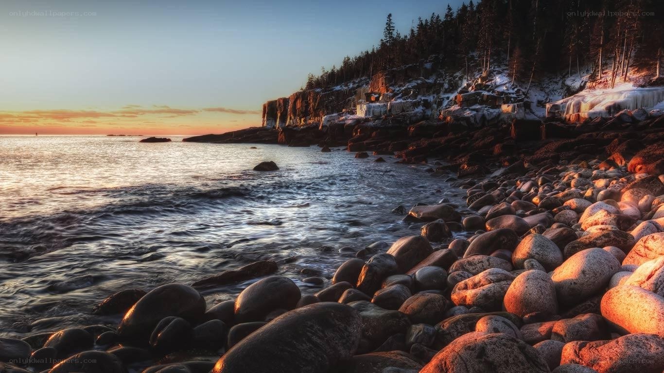 coastal rocks at sunset