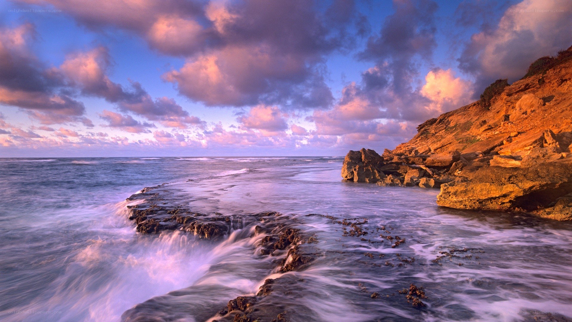 coastal rocks at sunset