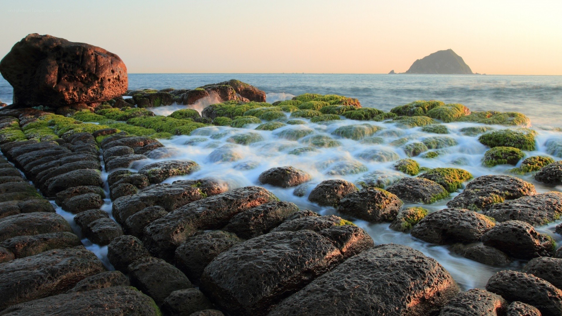 coastal rocks at sunset