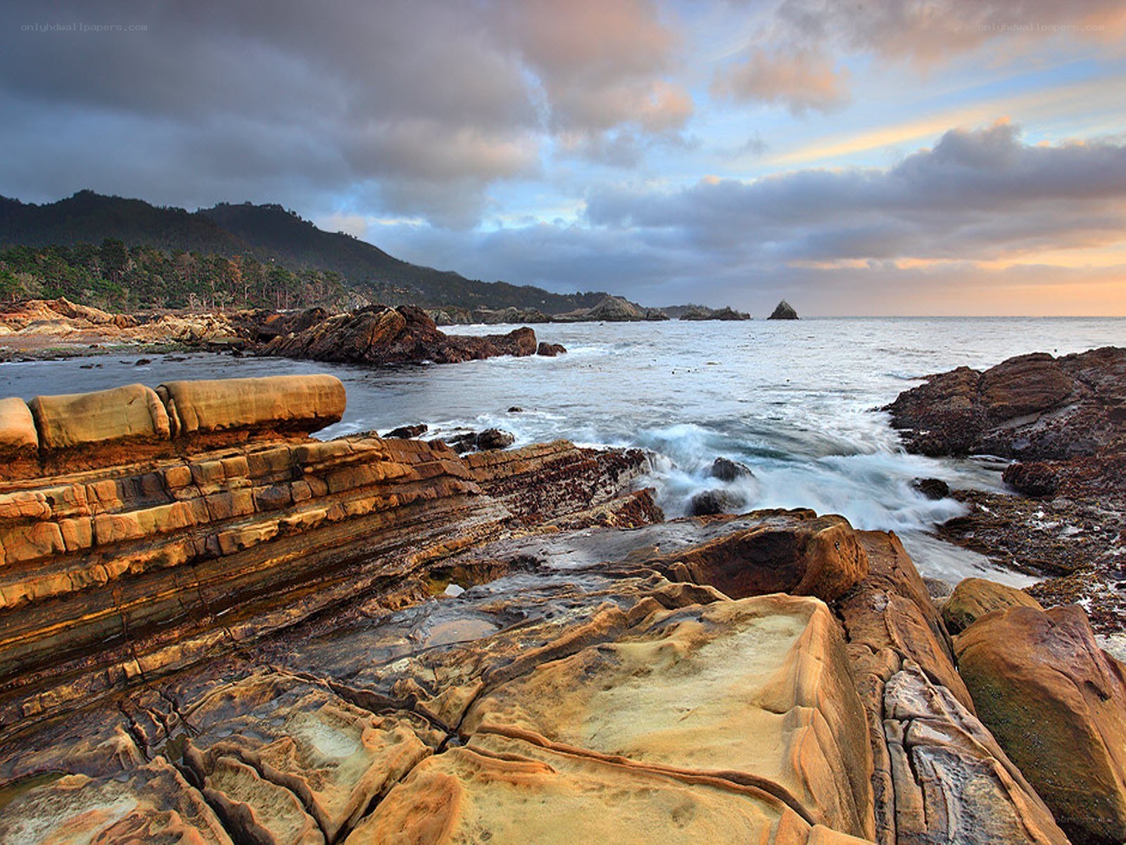 coastal rocks at sunset