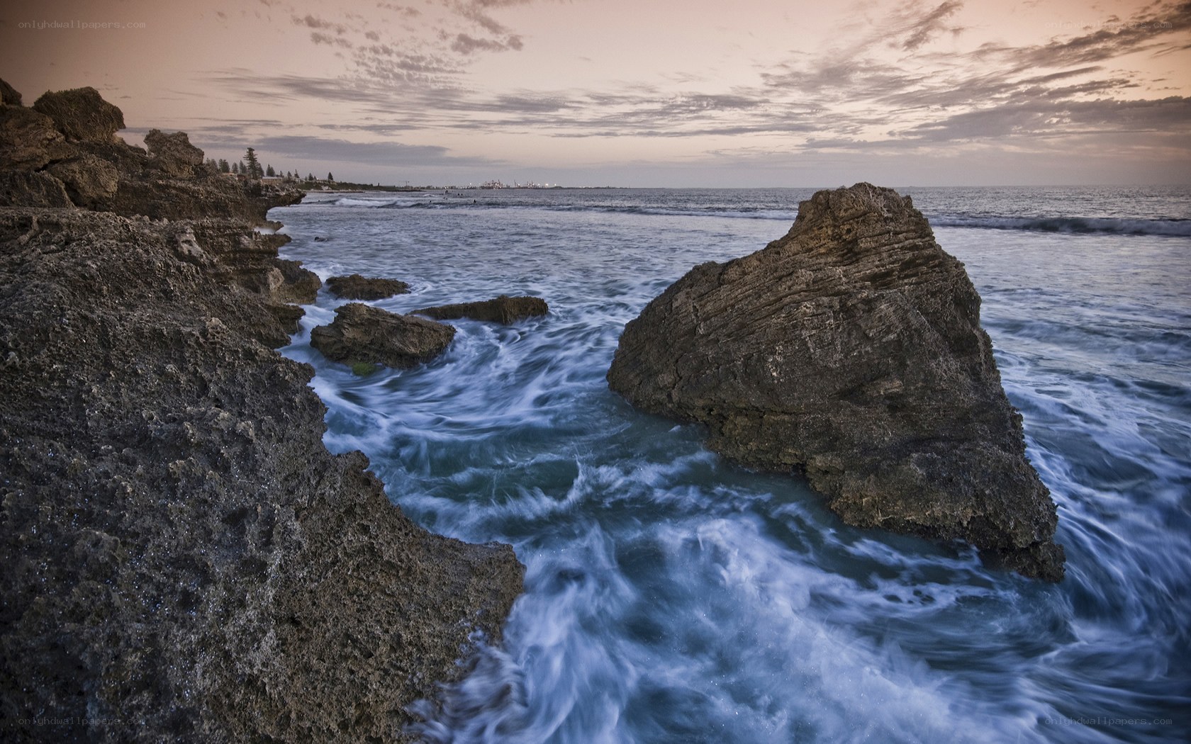 coastal rocks at sunset