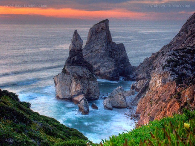 coastal rocks at sunset