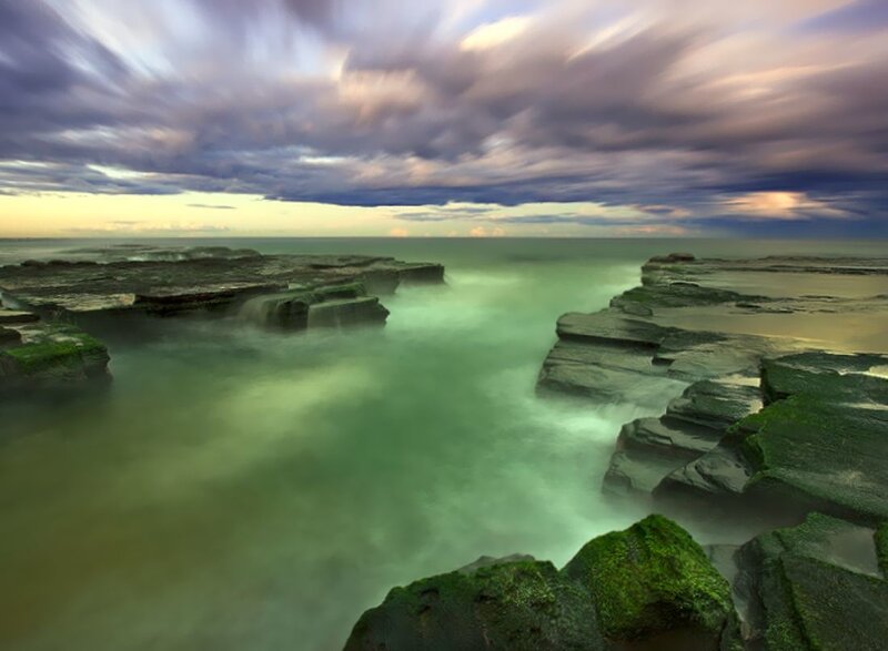 coastal rocks at sunset