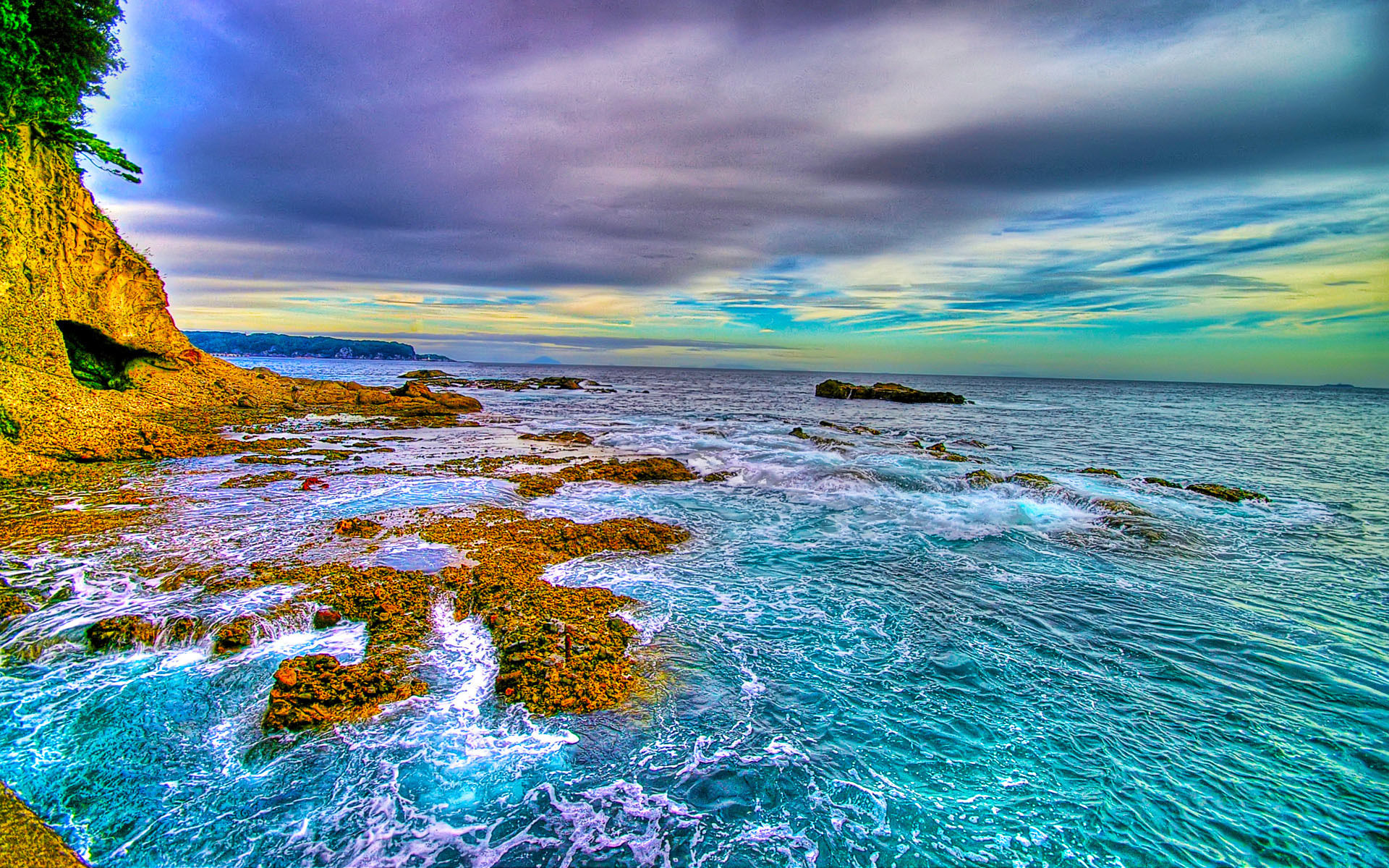 coastal rocks at sunset