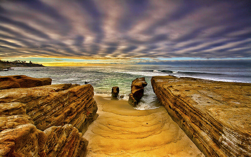 coastal rocks at sunset