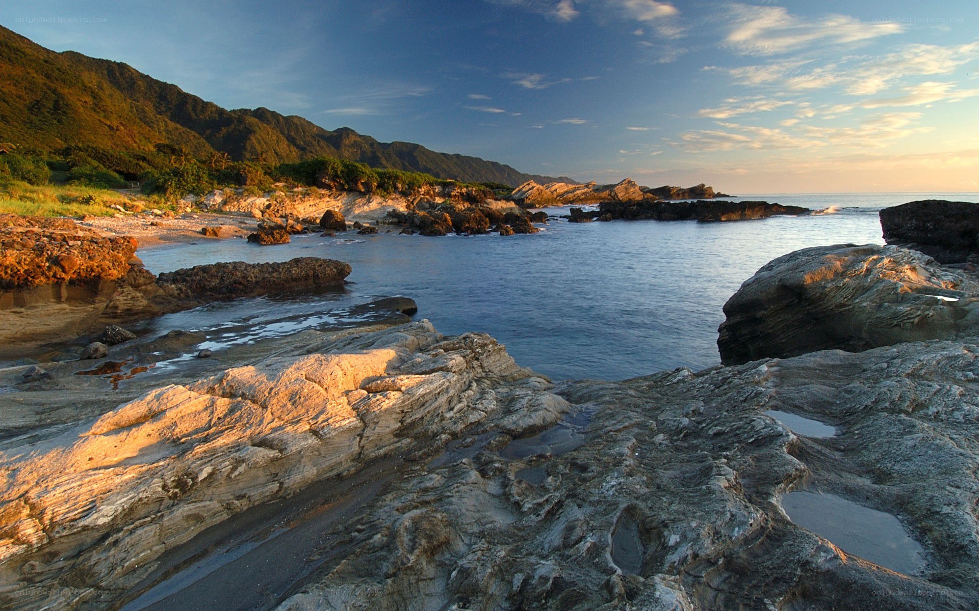 coastal rocks at sunset