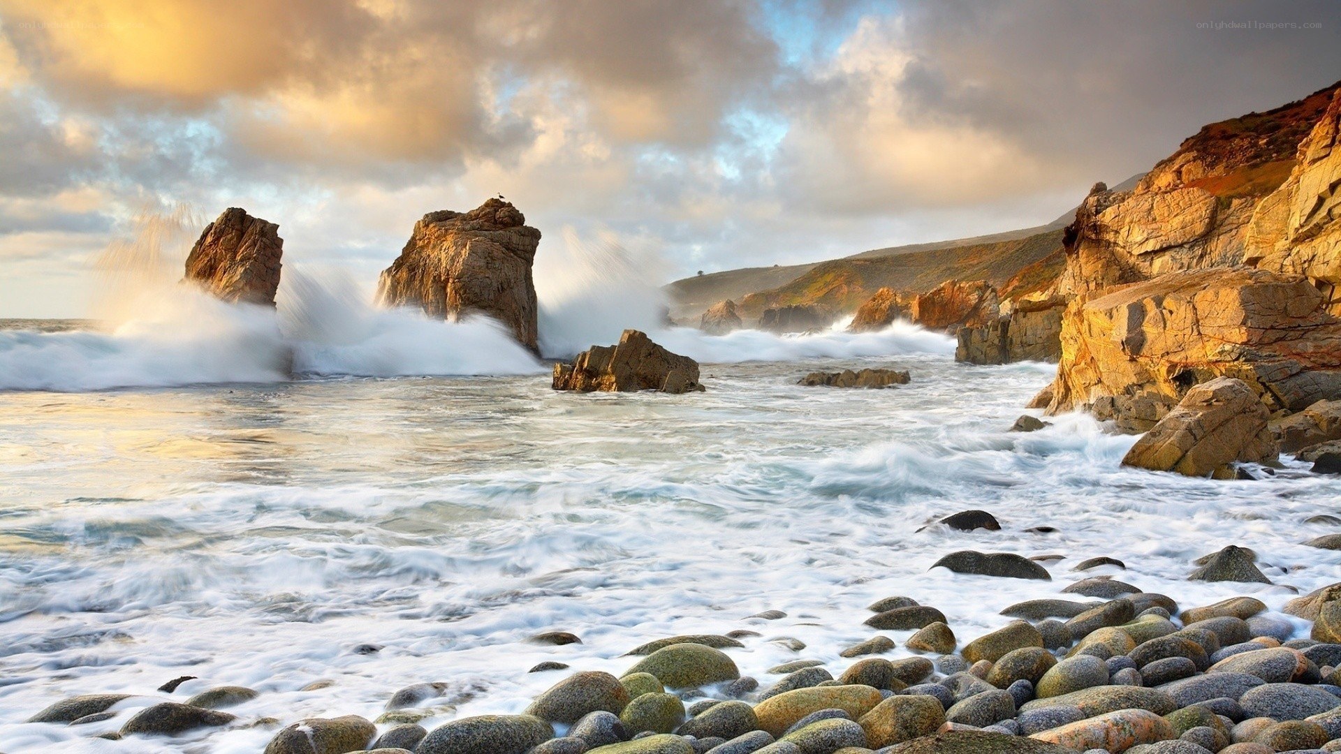 coastal rocks at sunset