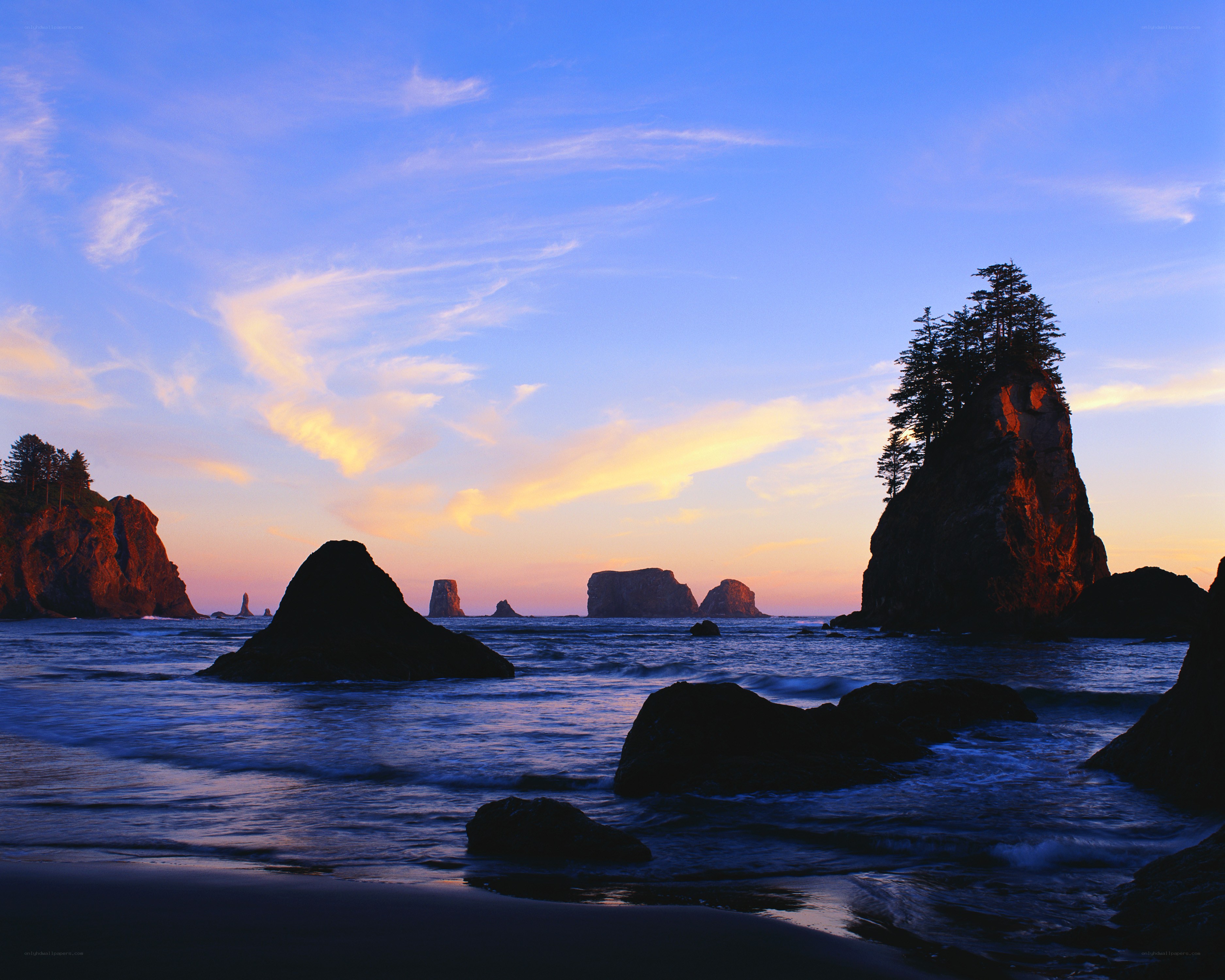 coastal rocks at sunset
