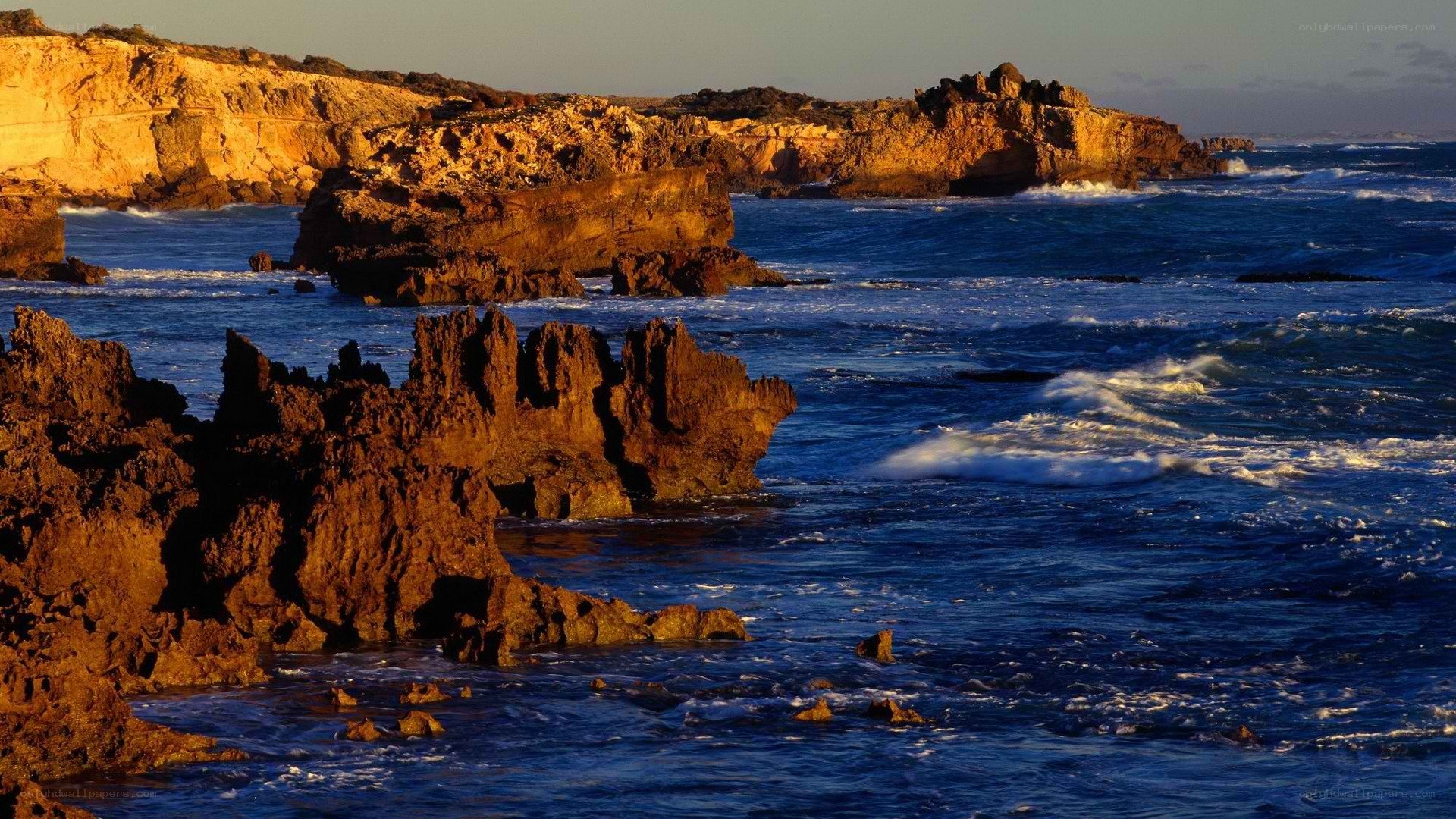 coastal rocks at sunset