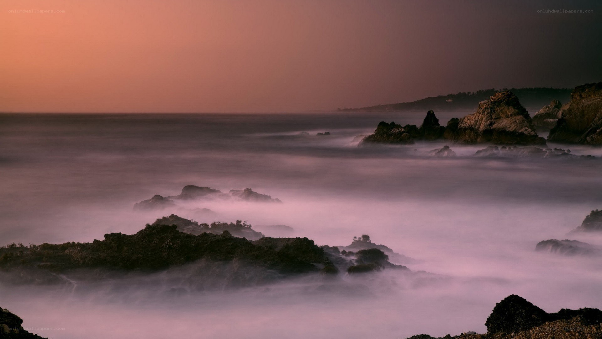 coastal rocks at sunset