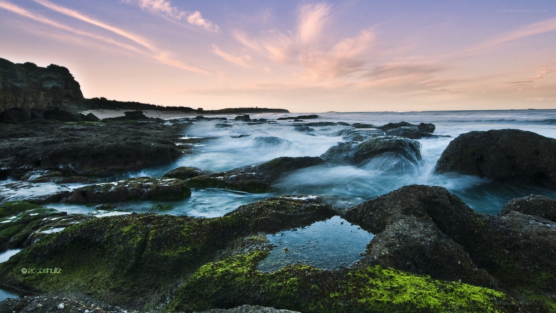 coastal rocks at sunset