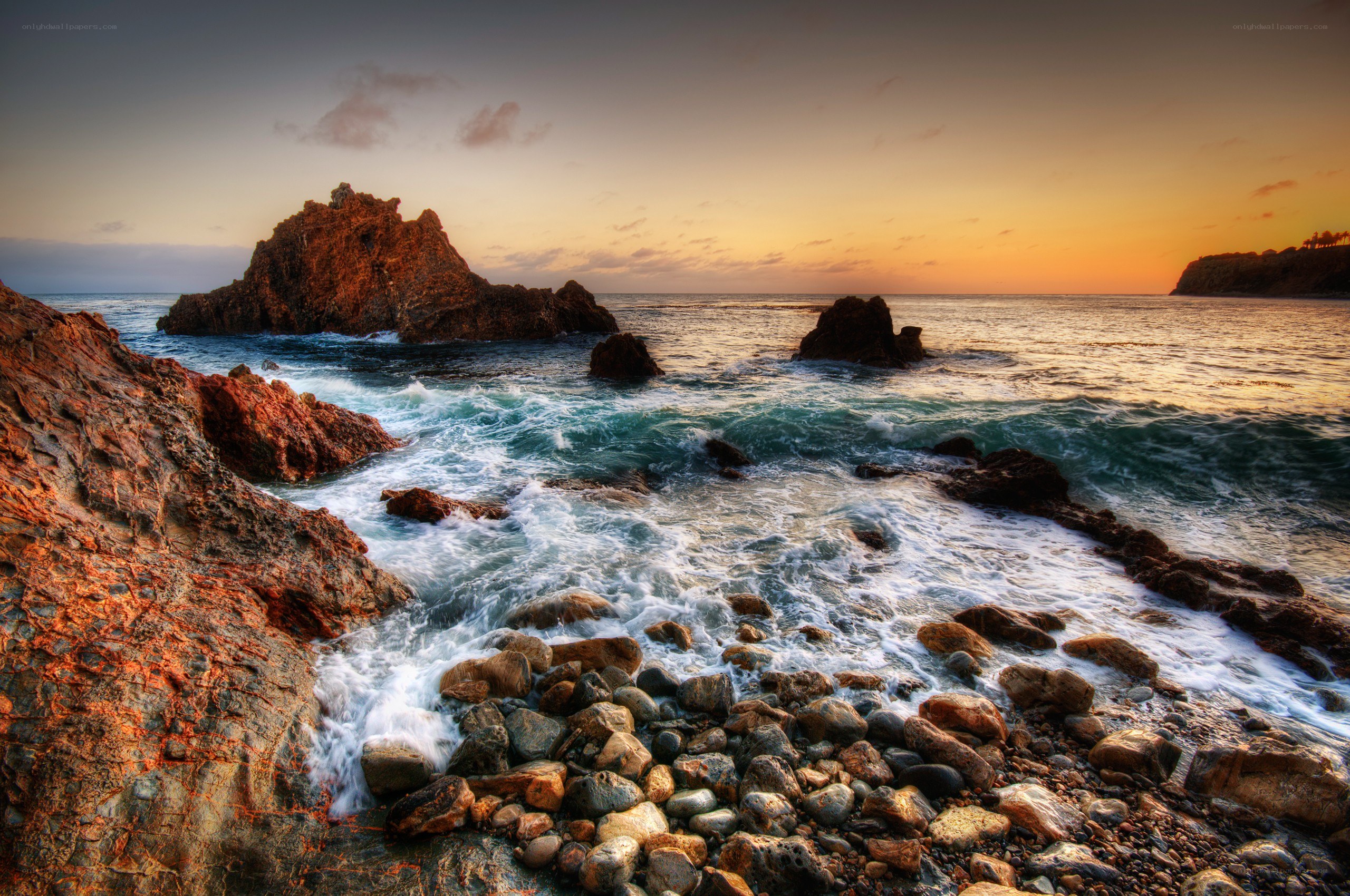 coastal rocks at sunset