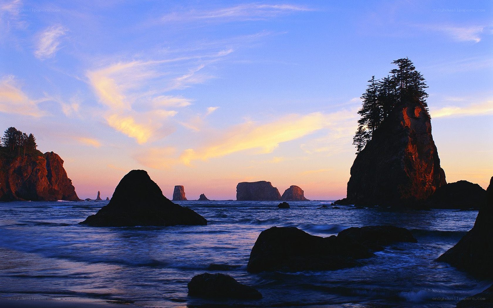 coastal rocks at sunset