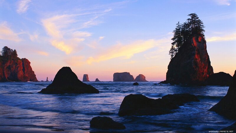 coastal rocks at sunset