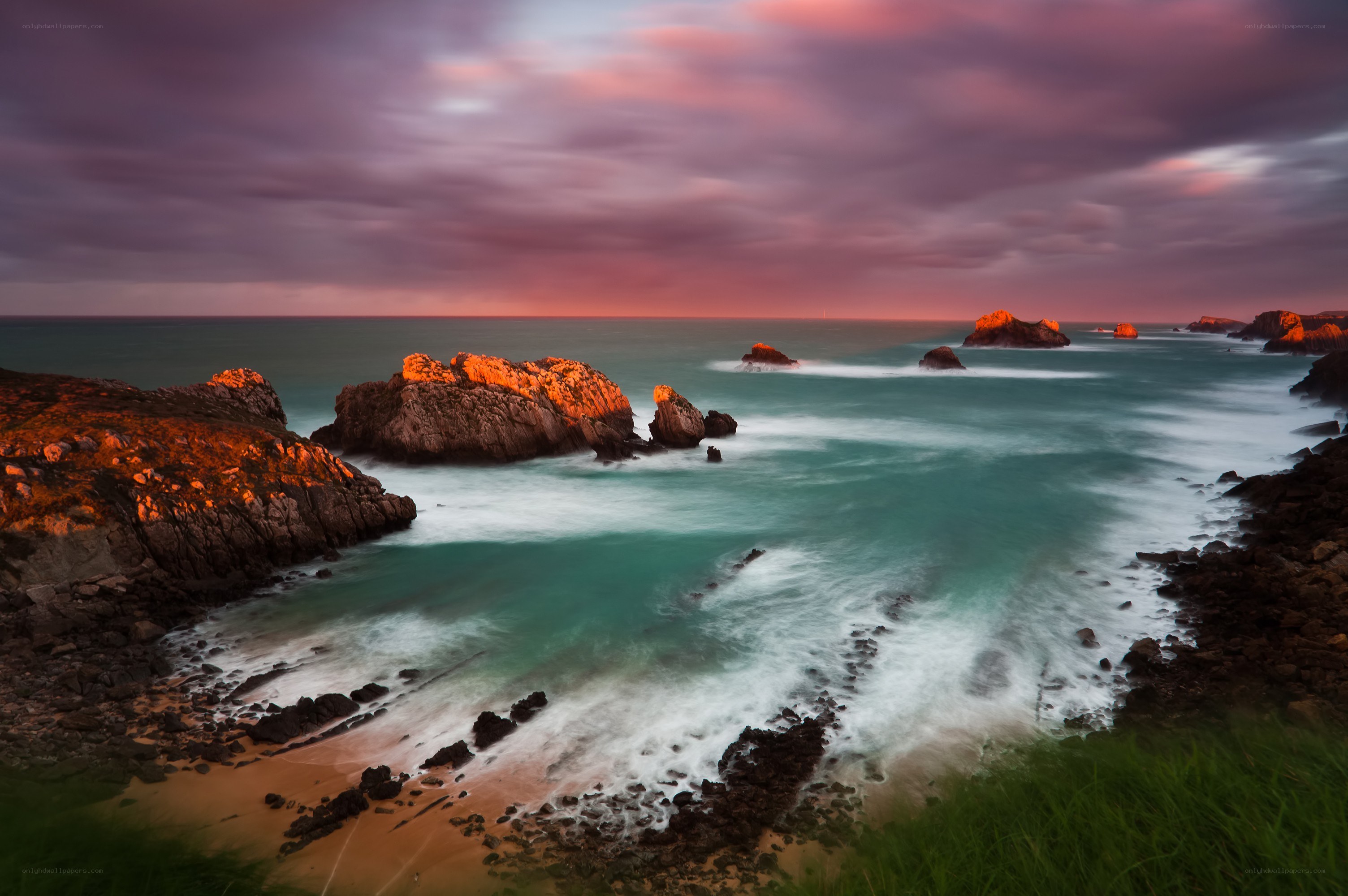 coastal rocks at sunset