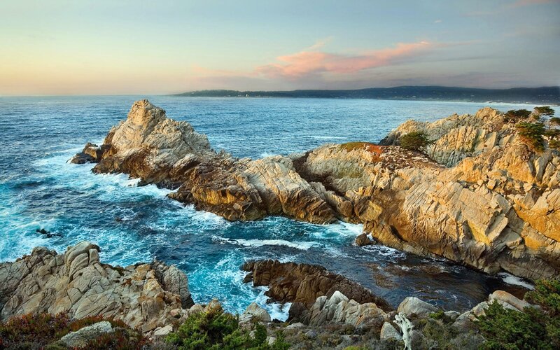 coastal rocks at sunset