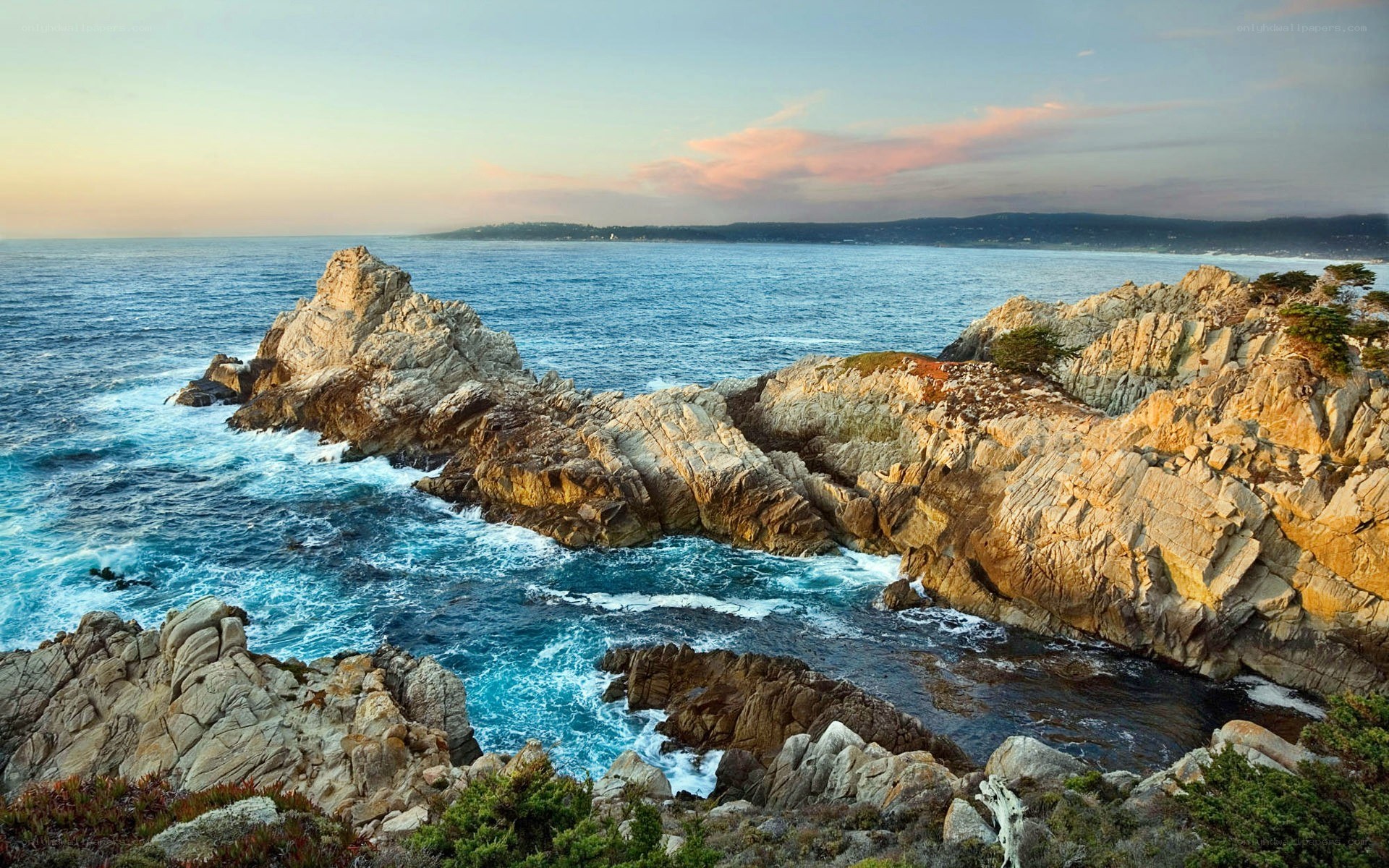 coastal rocks at sunset