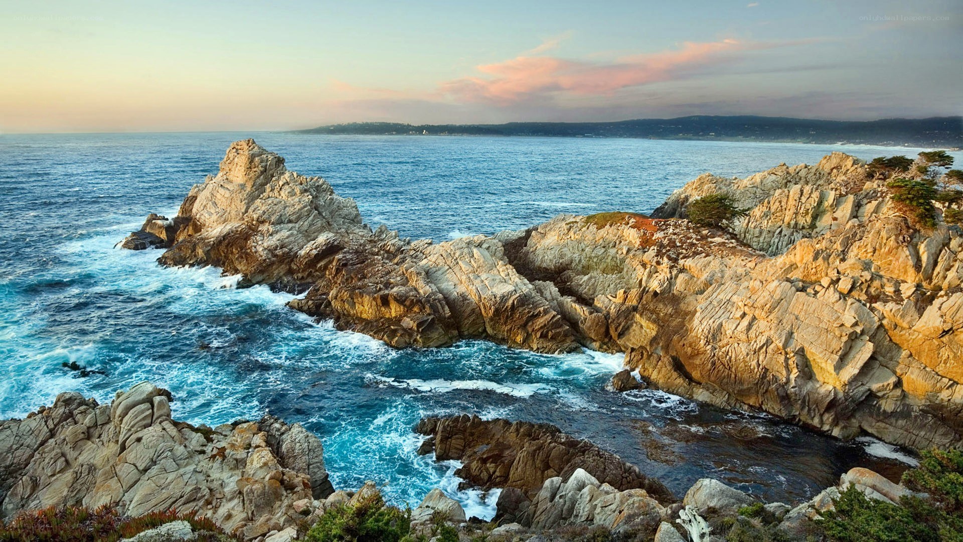 coastal rocks at sunset