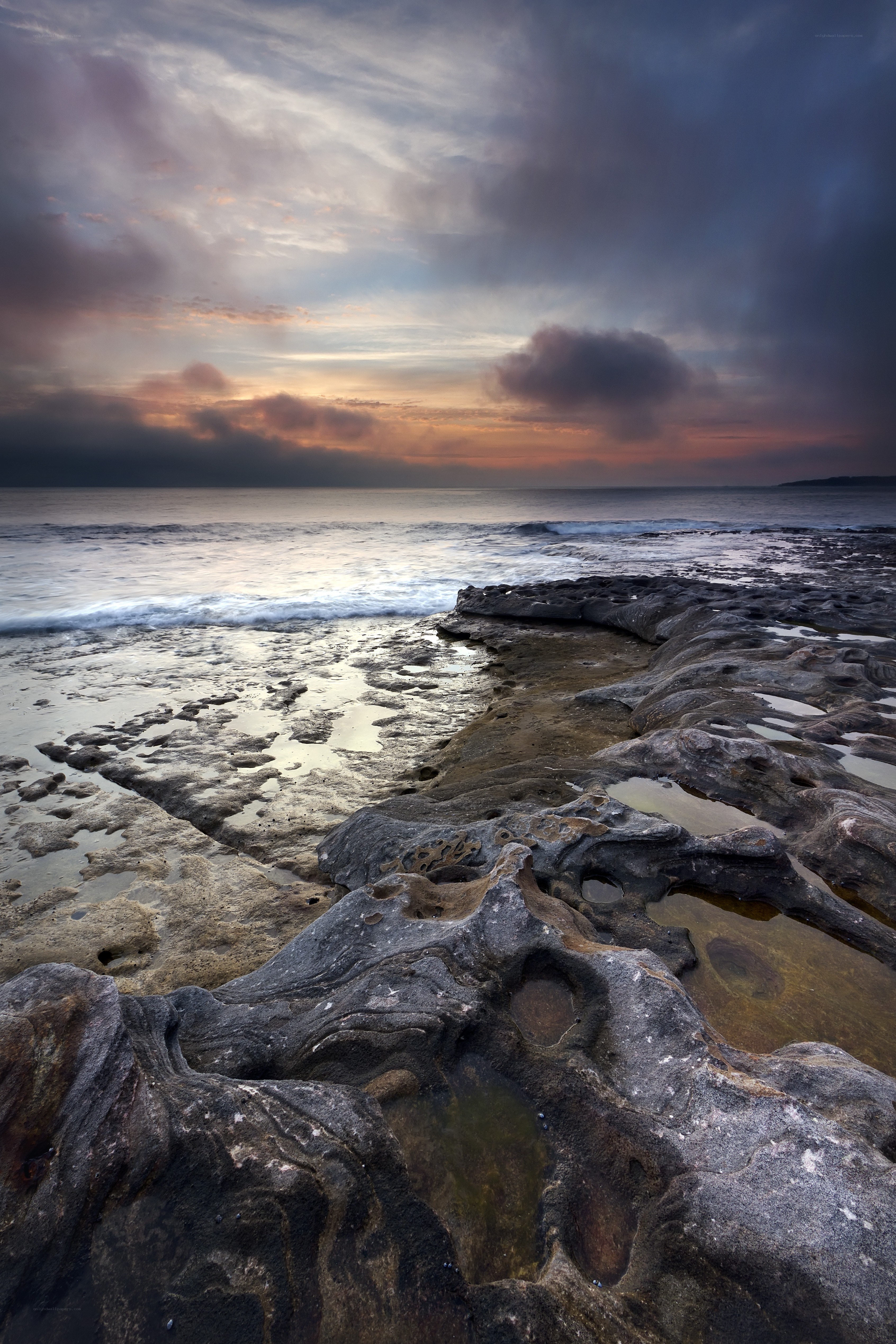 coastal rocks at sunset