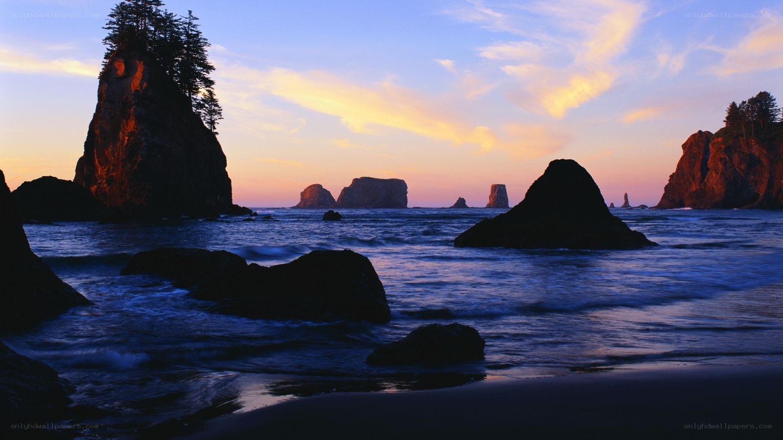 coastal rocks at sunset