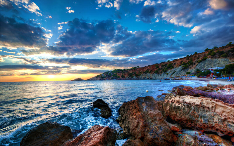 Coastal Rocks at Sunset — Blue, Dramatic