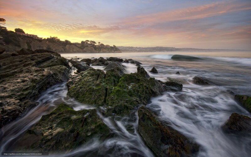Coastal Rocks at Sunset — Orange, Serene, Photograph, Ocean, Cliffs
