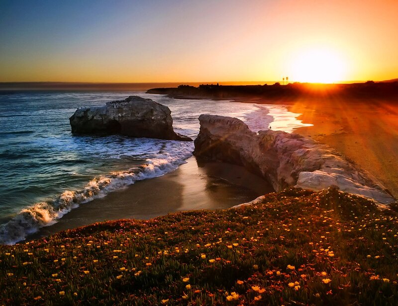 Coastal Rocks at Sunset — Orange, Serene, Photograph